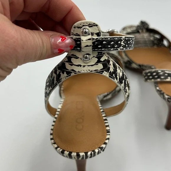 Coach Meg Land Snake Print Heels Y2K Designer Strappy Sandals Euro Chic wmns 9.5 - Picture 8 of 12